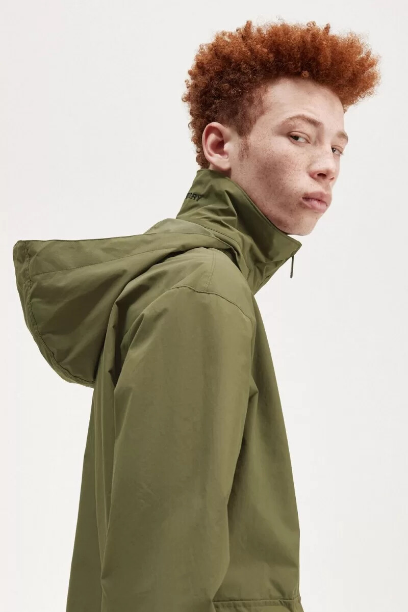 fred perry patch pocket zip through mens jackets uniform green