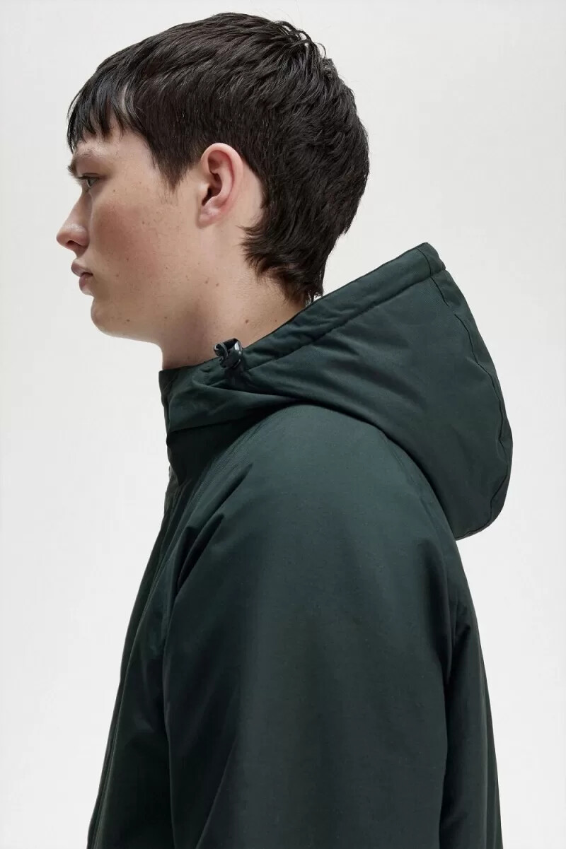 fred perry padded zip through mens jackets night green
