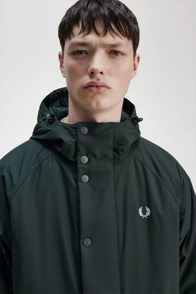 fred perry padded zip through mens jackets night green