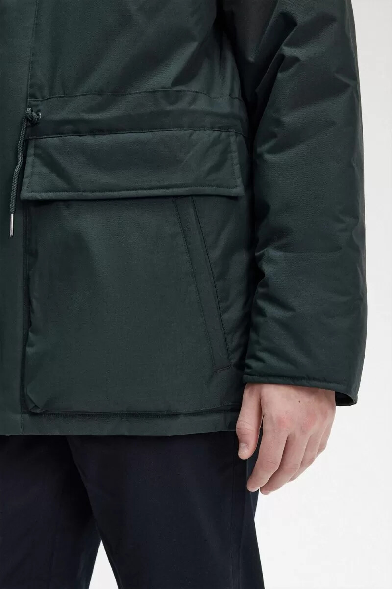 fred perry padded zip through mens jackets night green