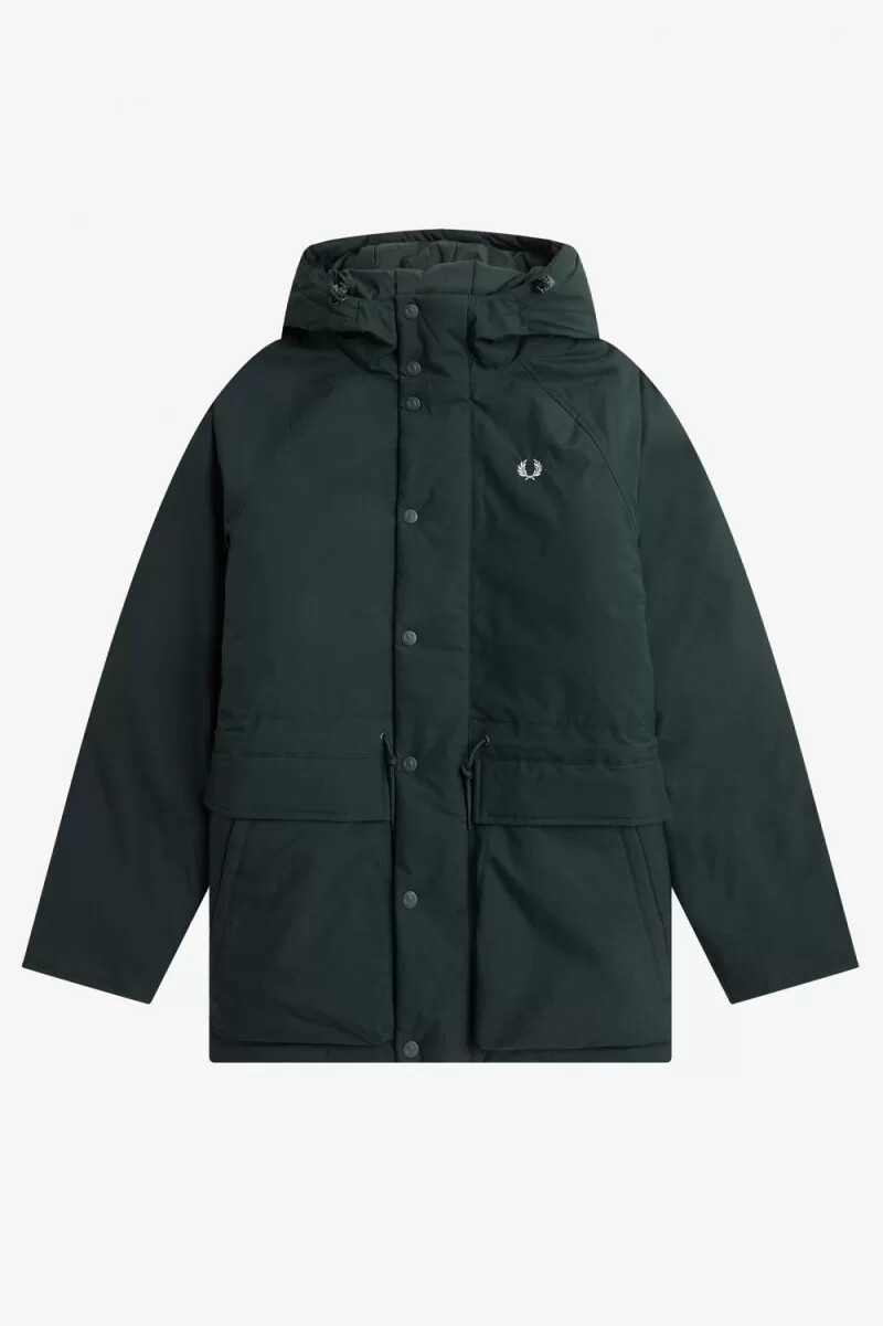 fred perry padded zip through mens jackets night green