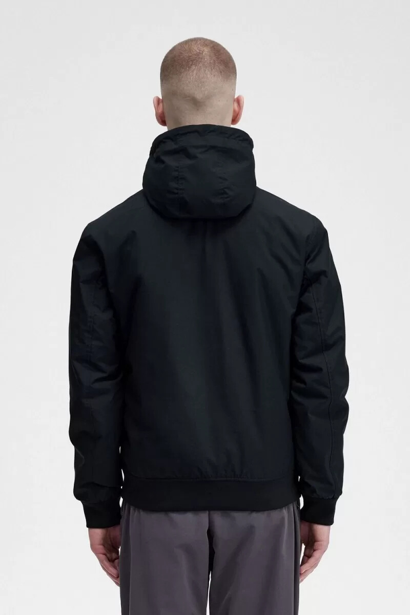 fred perry padded hooded brentham mens jackets black gunmetal