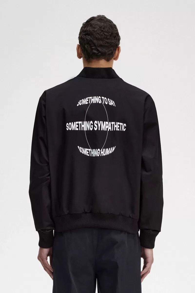 fred perry printed bomber mens jackets black