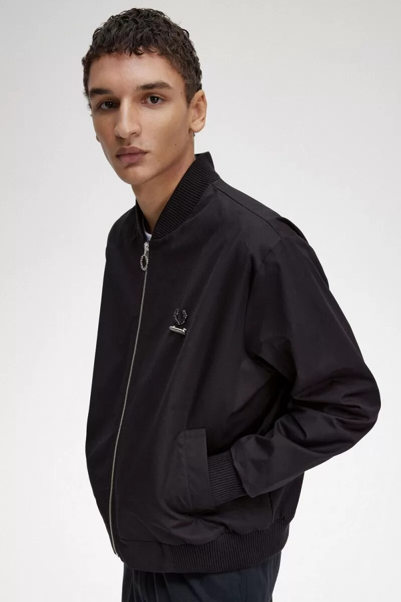 fred perry printed bomber mens jackets black