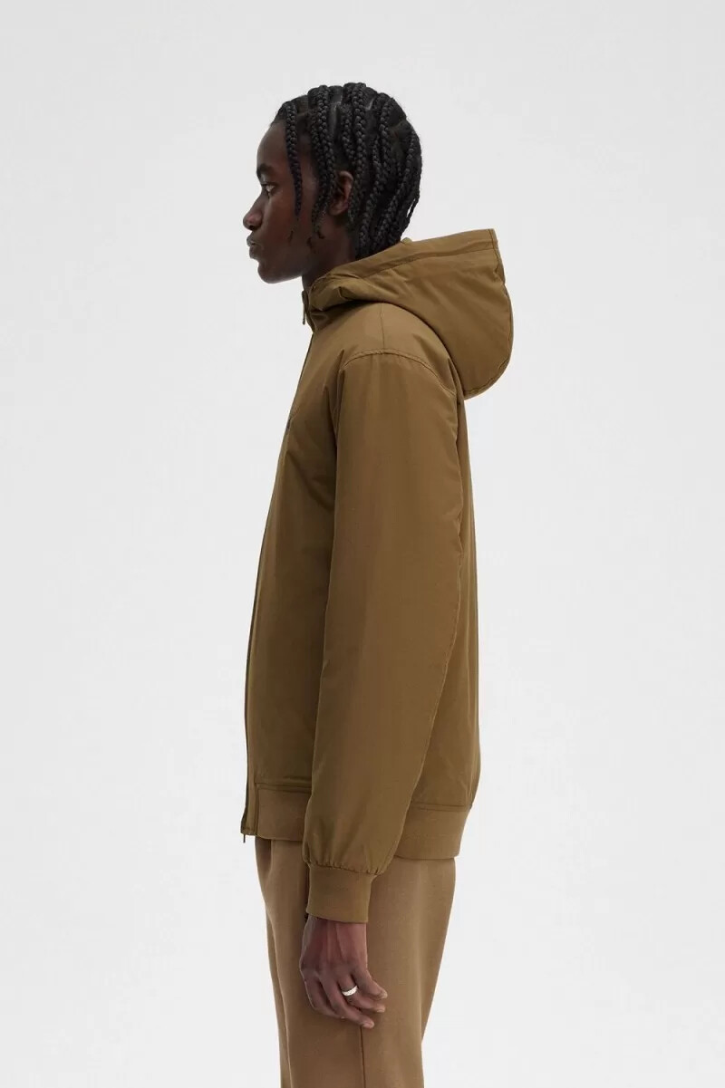 fred perry padded hooded brentham mens jackets brown