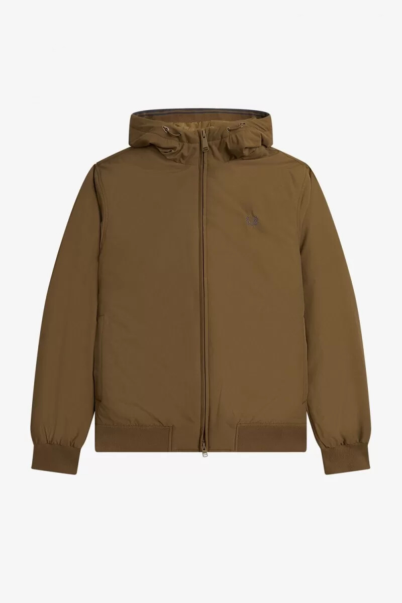 fred perry padded hooded brentham mens jackets brown