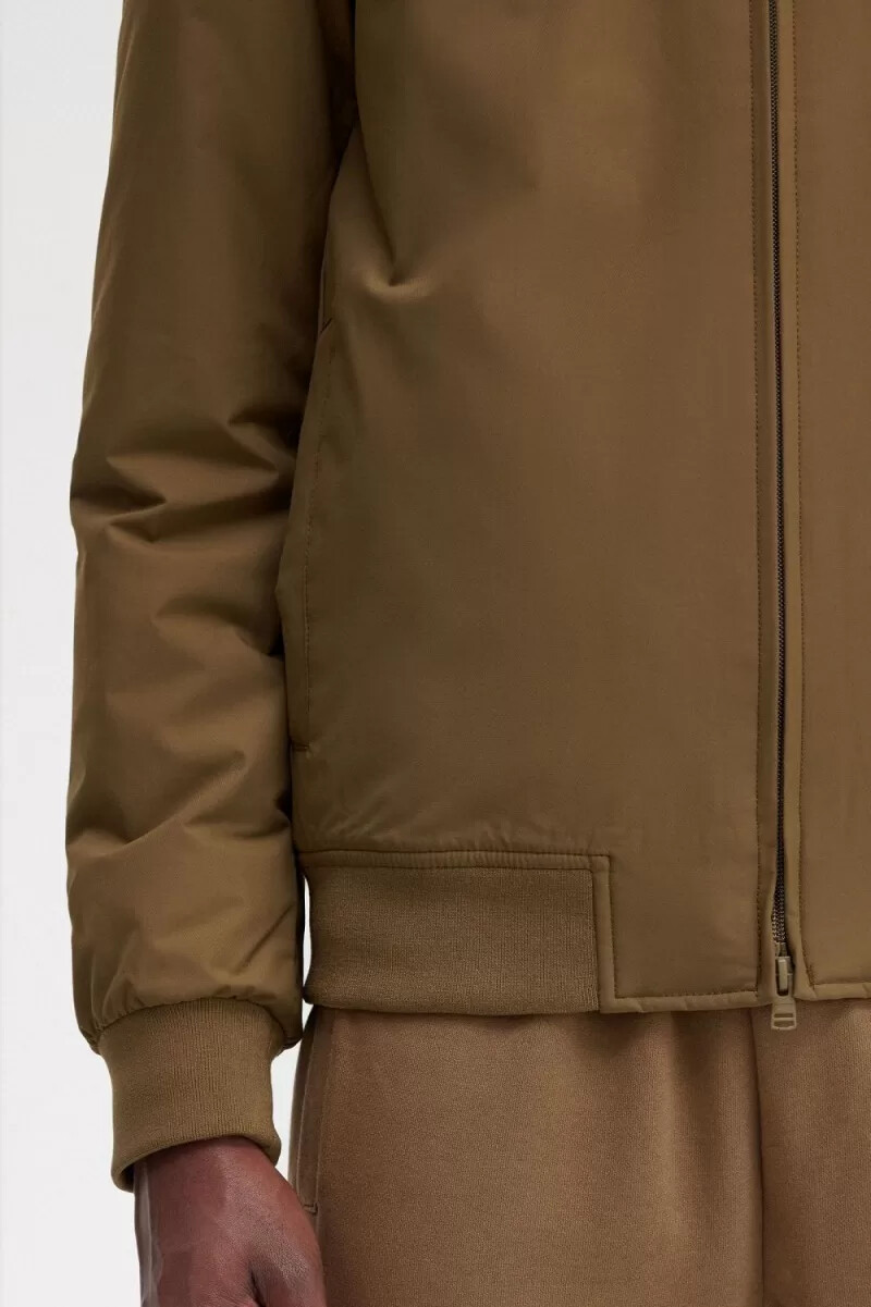 fred perry padded hooded brentham mens jackets brown