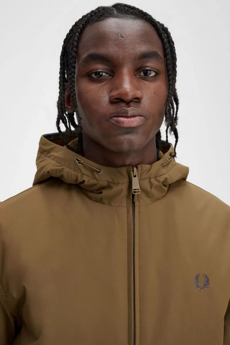 fred perry padded hooded brentham mens jackets brown