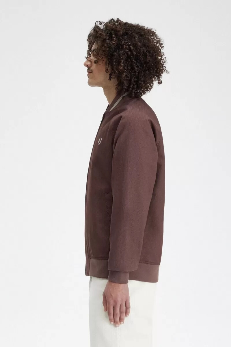 fred perry corduroy tennis bomber mens jackets dark red