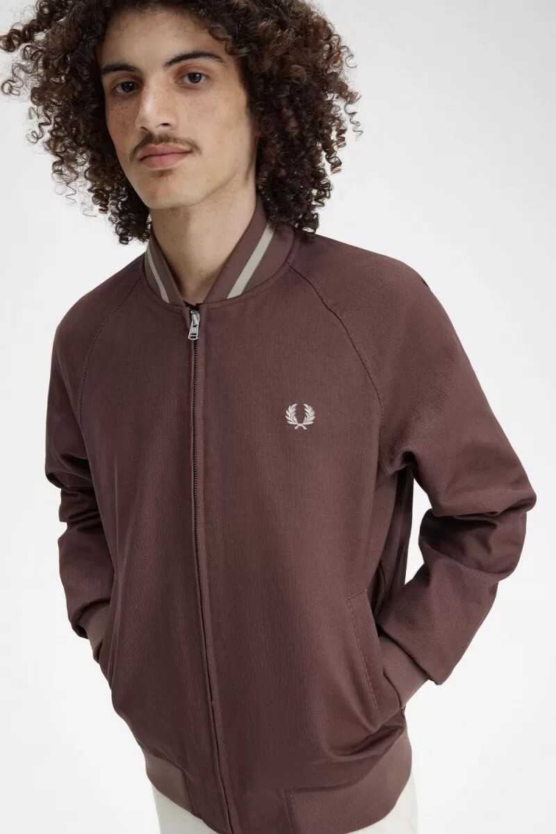 fred perry corduroy tennis bomber mens jackets dark red