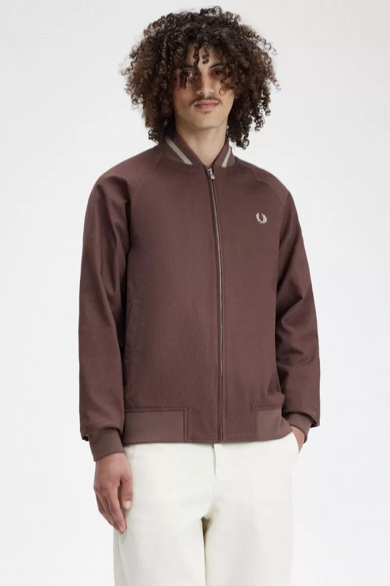 fred perry corduroy tennis bomber mens jackets dark red