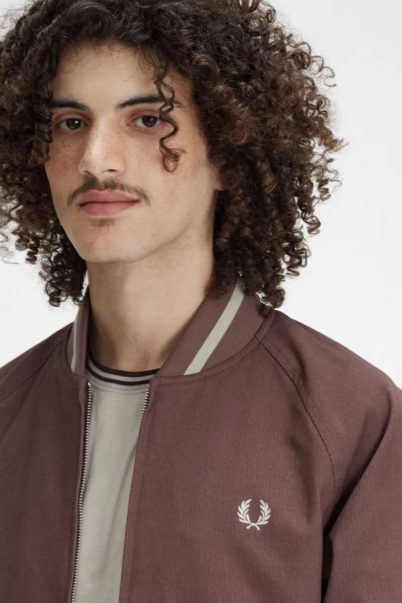 fred perry corduroy tennis bomber mens jackets dark red