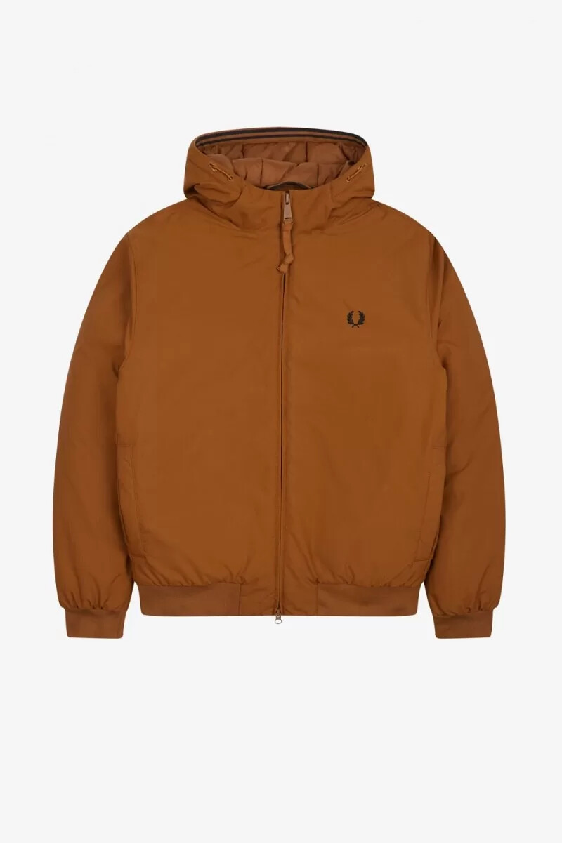 fred perry padded hooded brentham mens jackets dark coffee