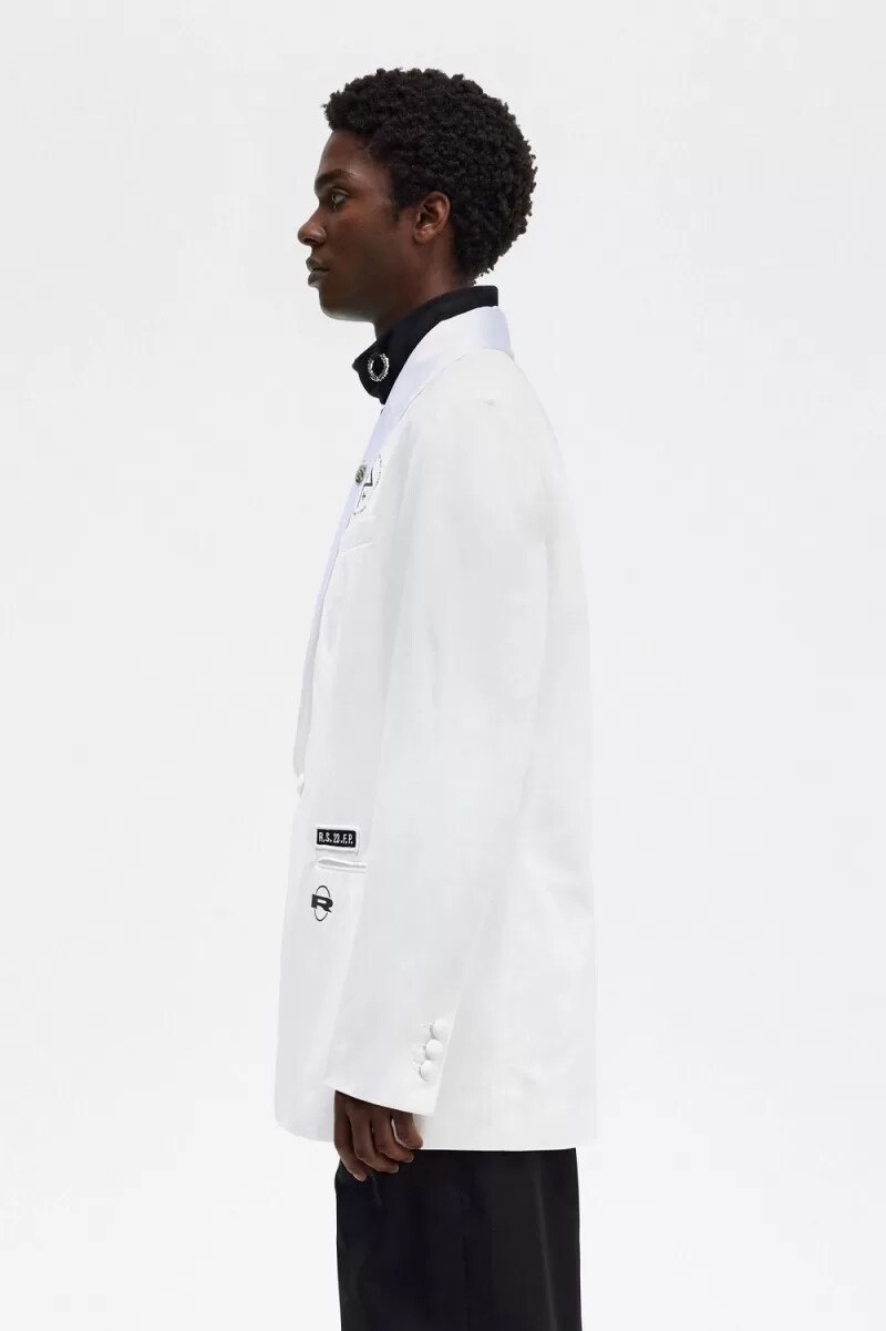 fred perry shawl collar blazer mens jackets white