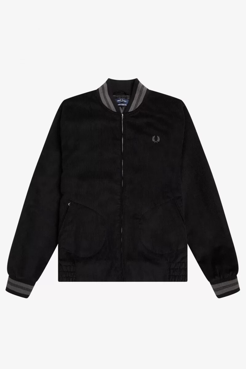 fred perry needlecord tennis bomber mens jackets black