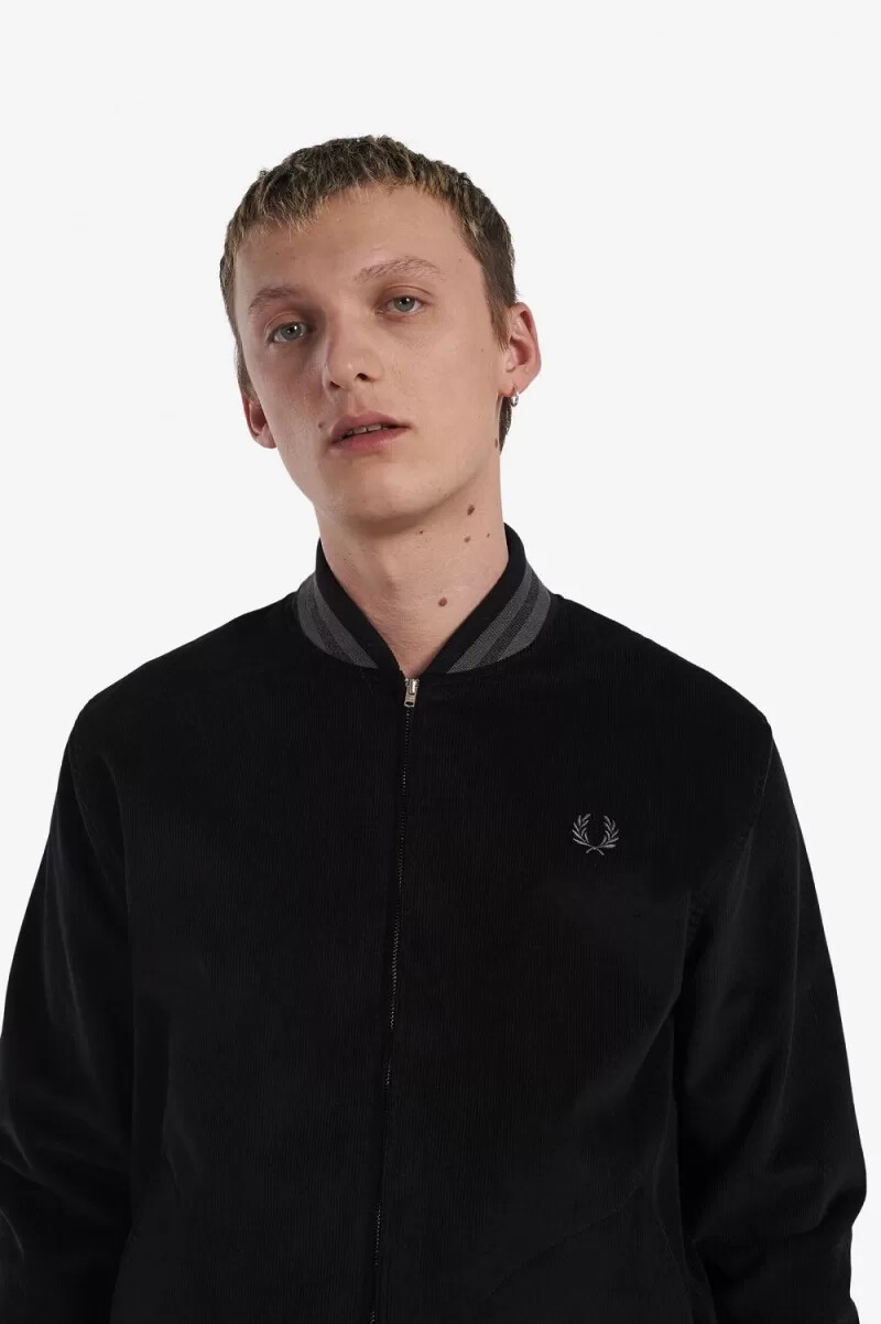 fred perry needlecord tennis bomber mens jackets black