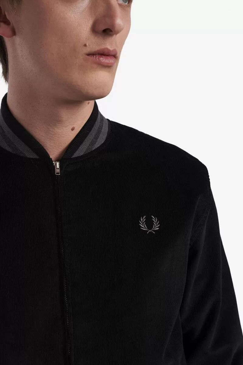 fred perry needlecord tennis bomber mens jackets black