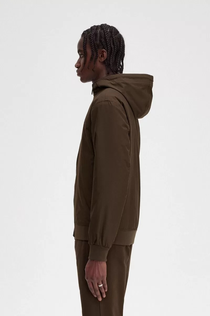 fred perry padded hooded brentham mens jackets burnt tobacco