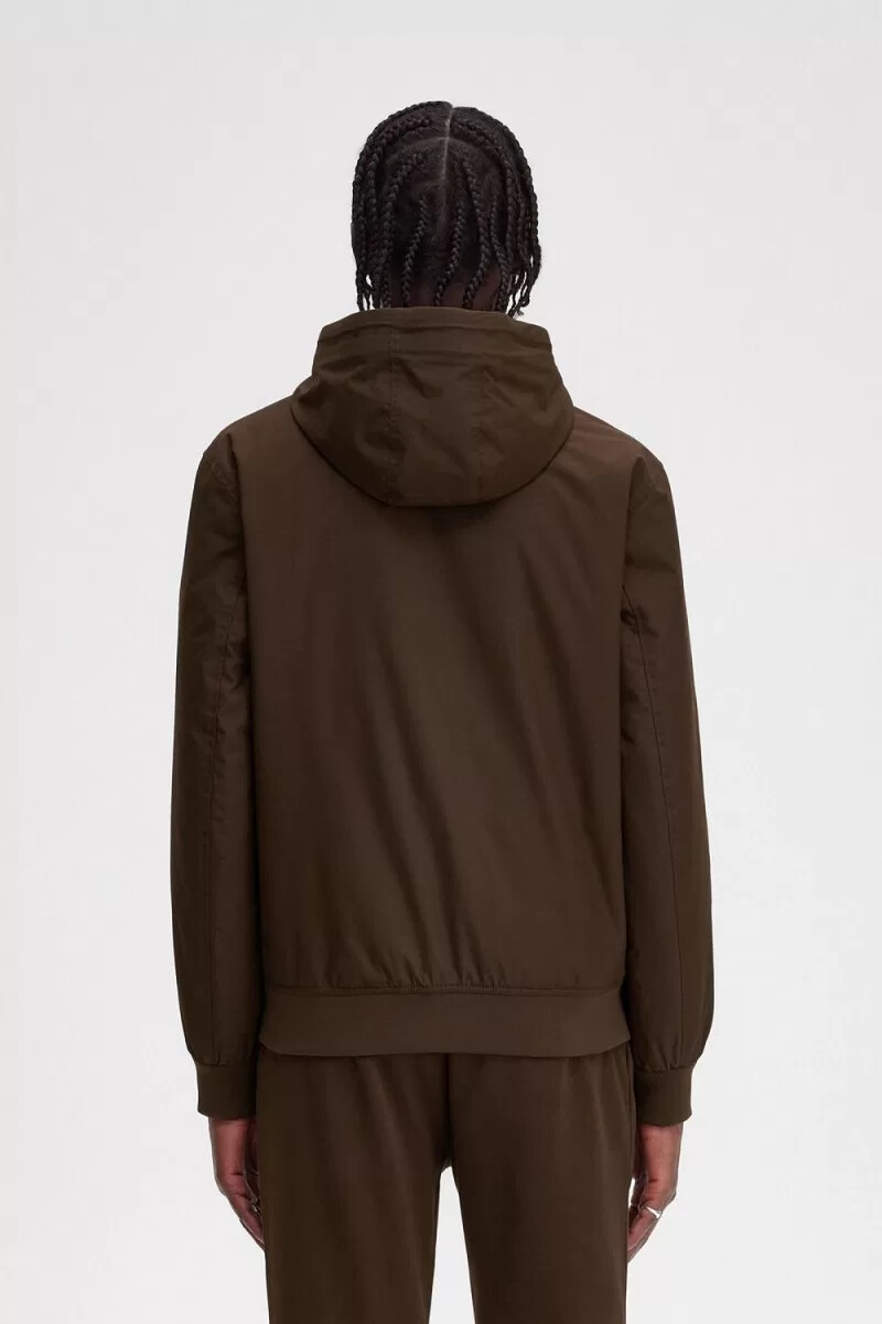 fred perry padded hooded brentham mens jackets burnt tobacco