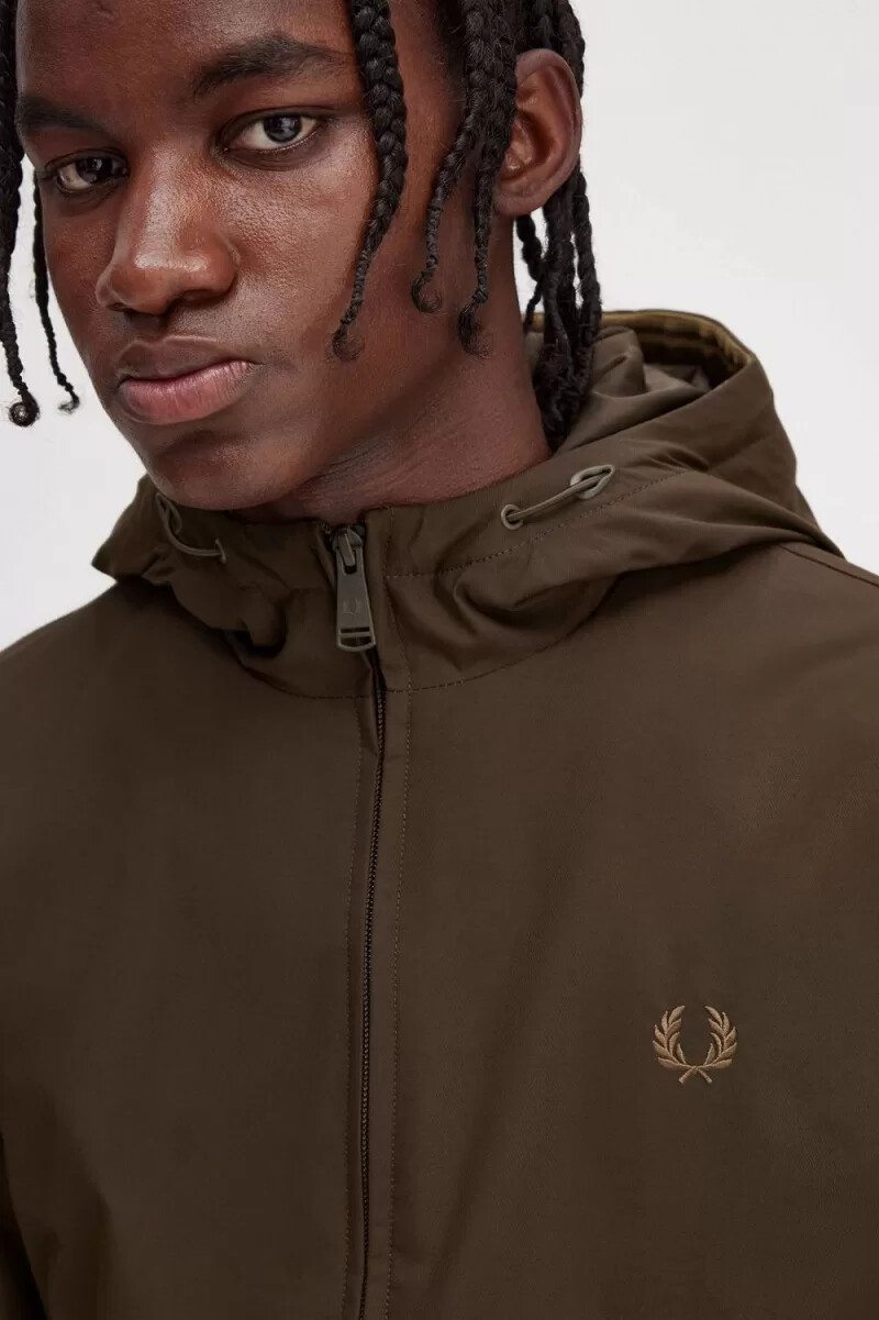 fred perry padded hooded brentham mens jackets burnt tobacco