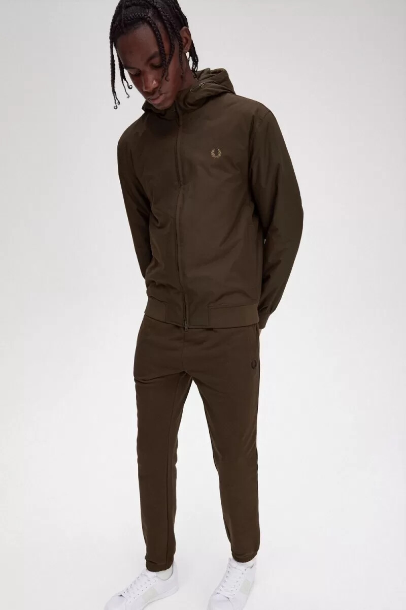 fred perry padded hooded brentham mens jackets burnt tobacco