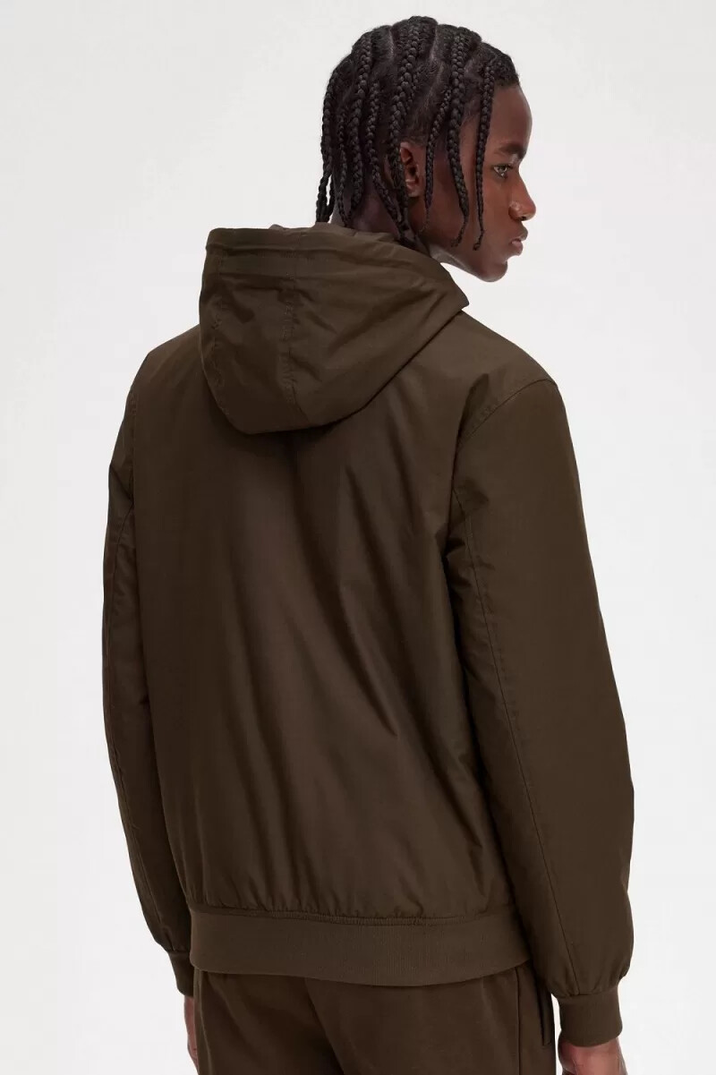 fred perry padded hooded brentham mens jackets burnt tobacco
