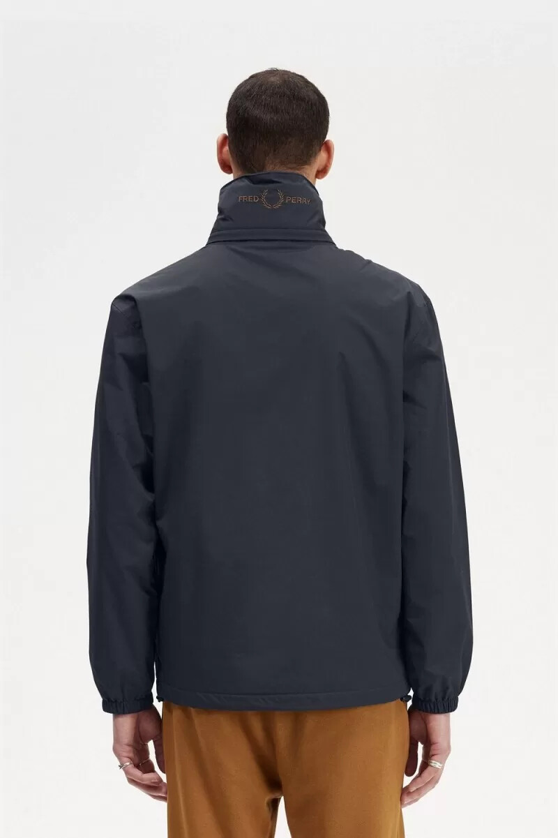 fred perry patch pocket zip through mens jackets navy