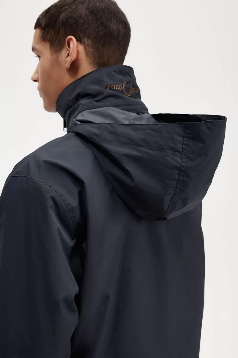 fred perry patch pocket zip through mens jackets navy
