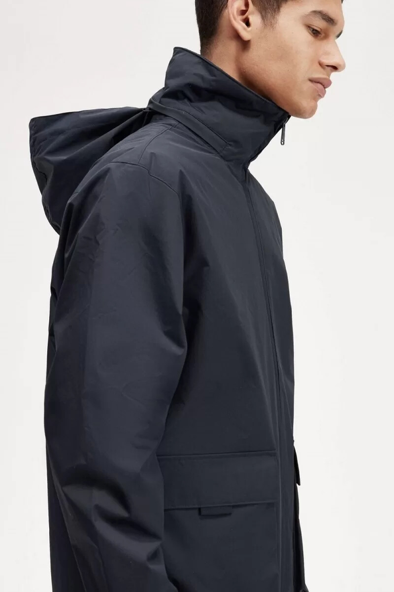 fred perry patch pocket zip through mens jackets navy