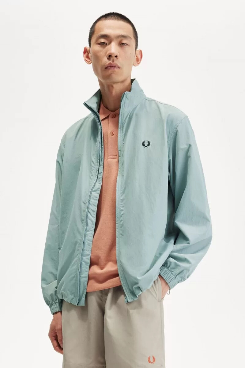fred perry woven track mens jackets silver blue