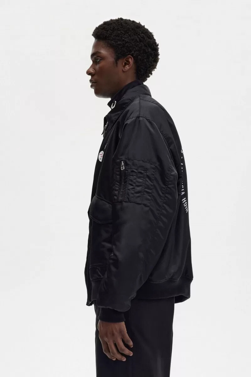 fred perry printed flight mens jackets black