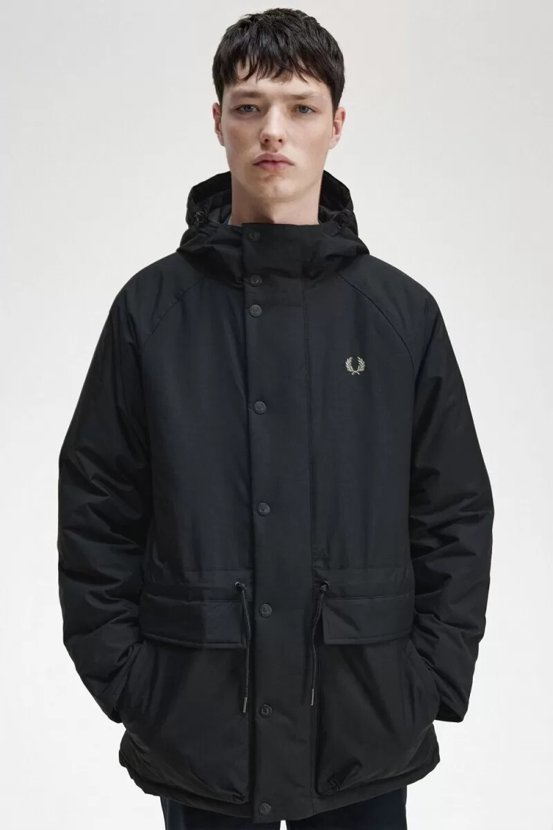 fred perry padded zip through mens jackets black