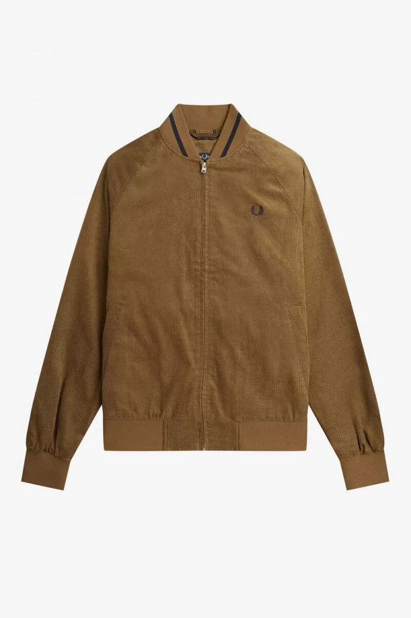 fred perry waffle cord tennis bomber mens jackets brown
