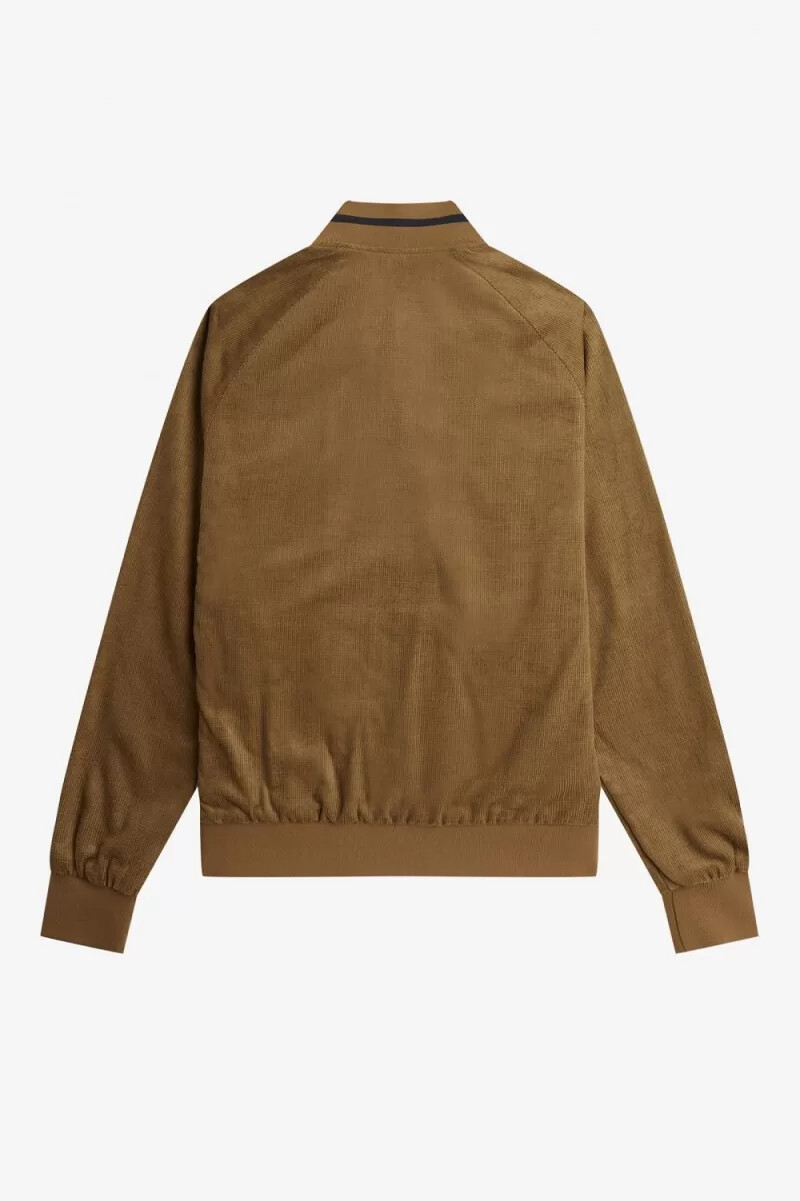 fred perry waffle cord tennis bomber mens jackets brown
