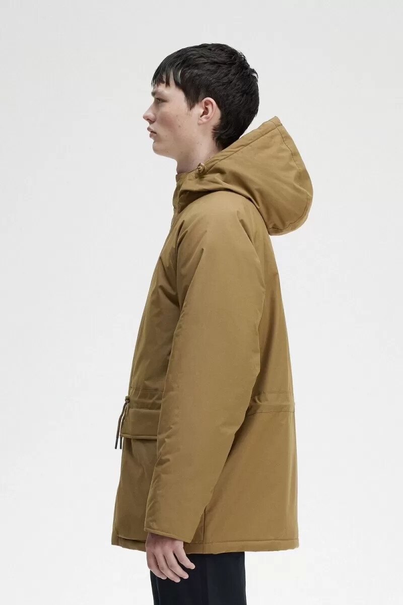 fred perry padded zip through mens jackets brown