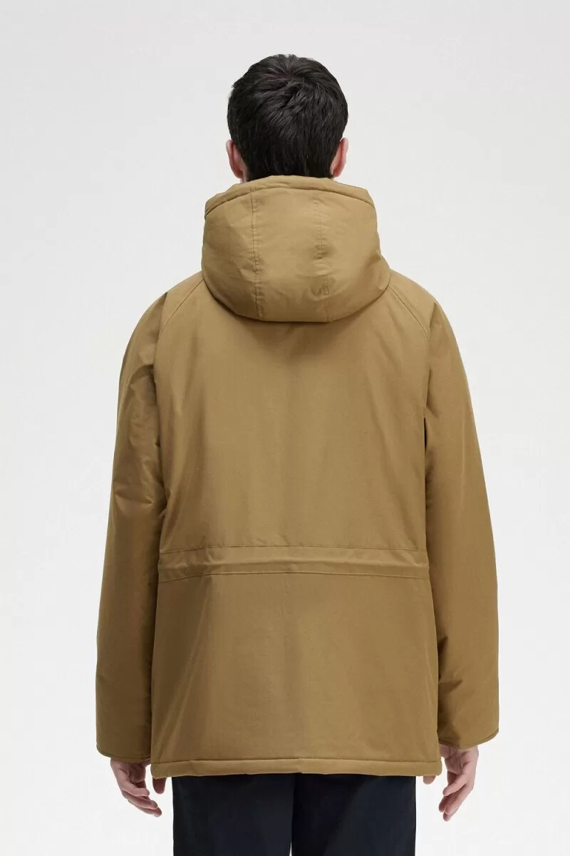 fred perry padded zip through mens jackets brown