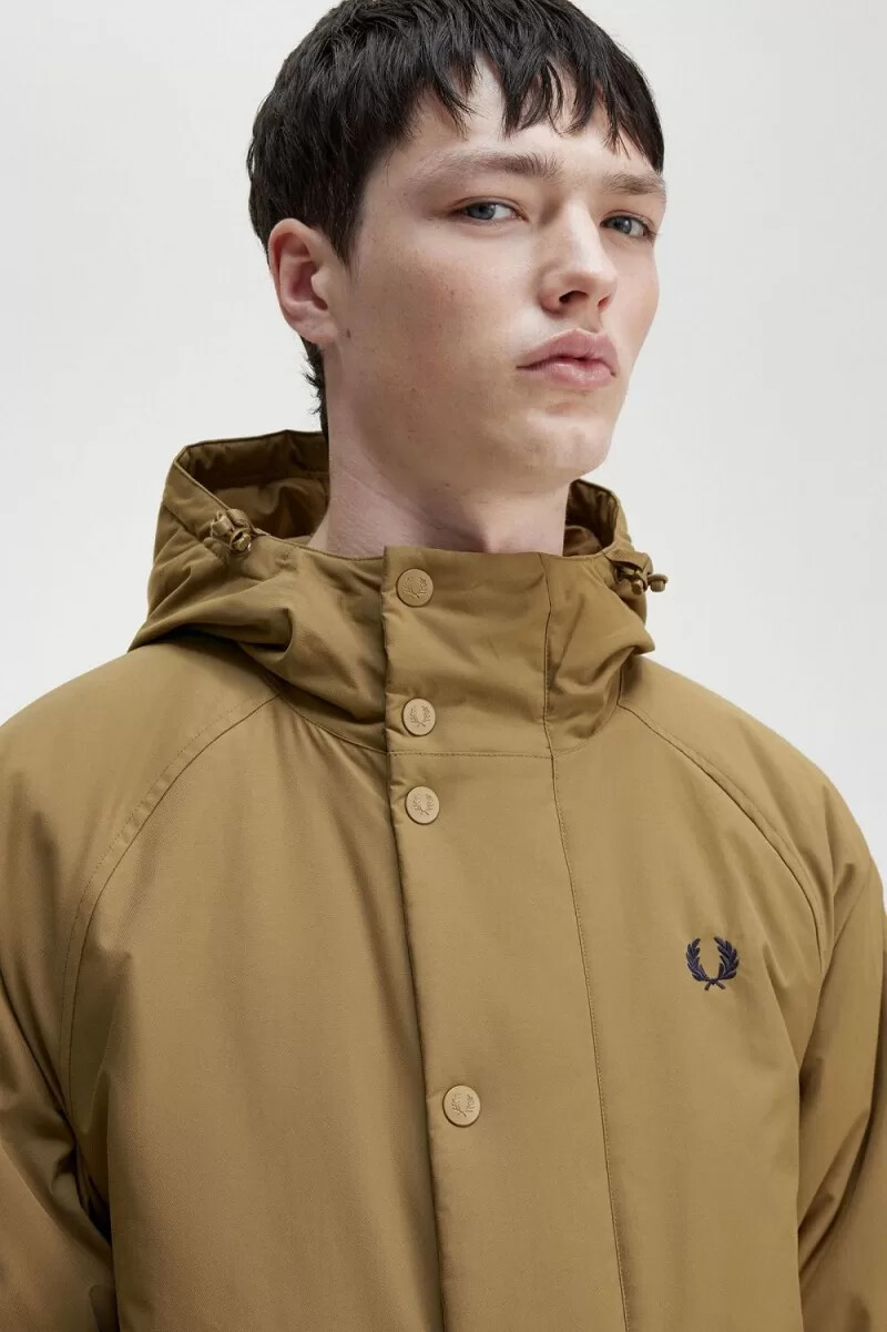 fred perry padded zip through mens jackets brown