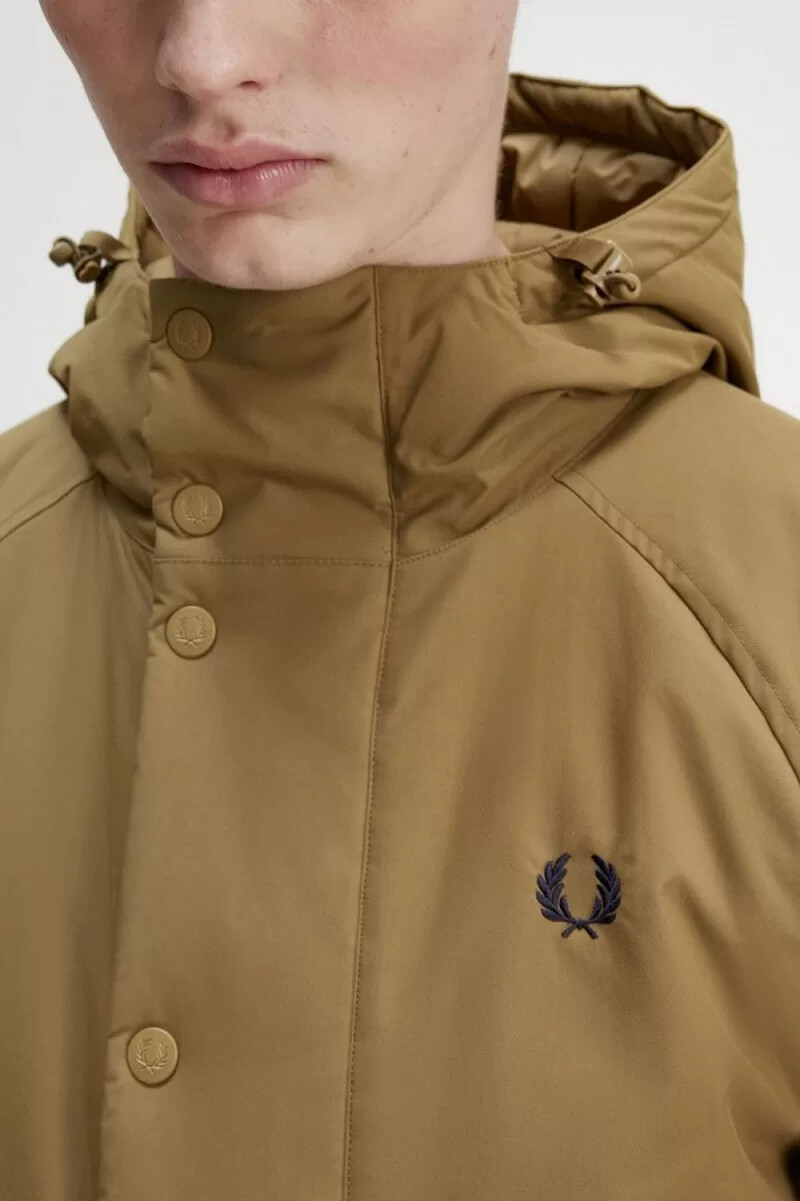 fred perry padded zip through mens jackets brown