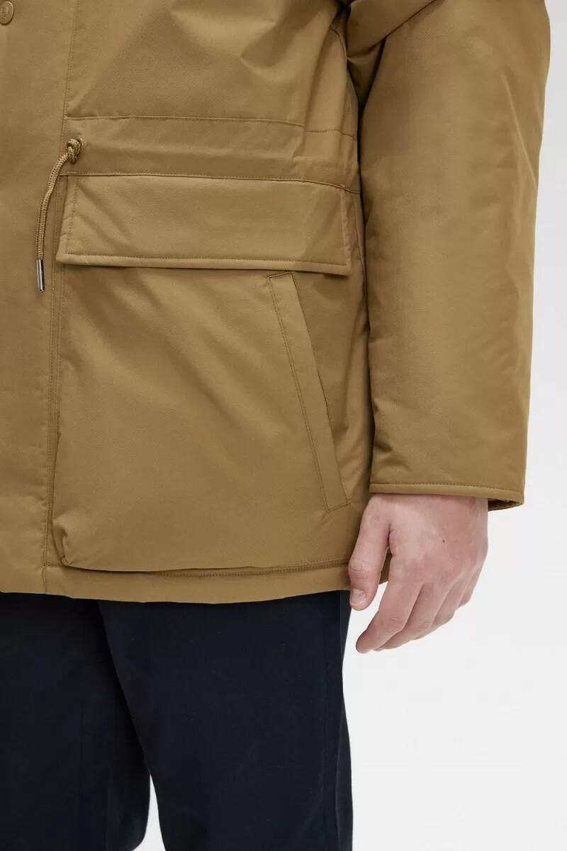 fred perry padded zip through mens jackets brown