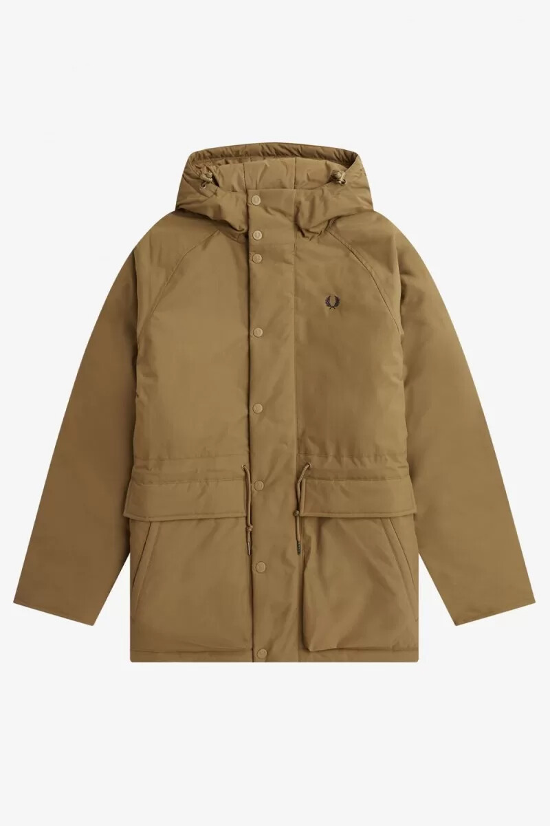 fred perry padded zip through mens jackets brown