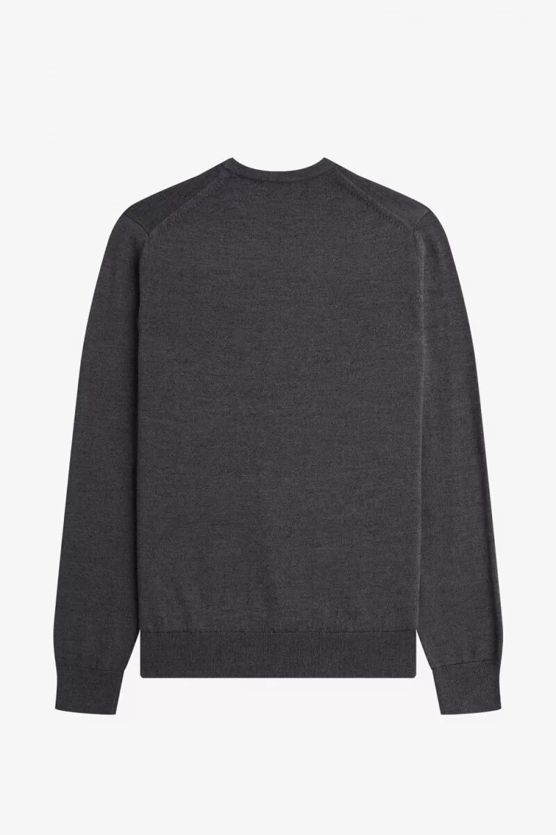 fred perry classic crew neck mens jumper dark grey marl