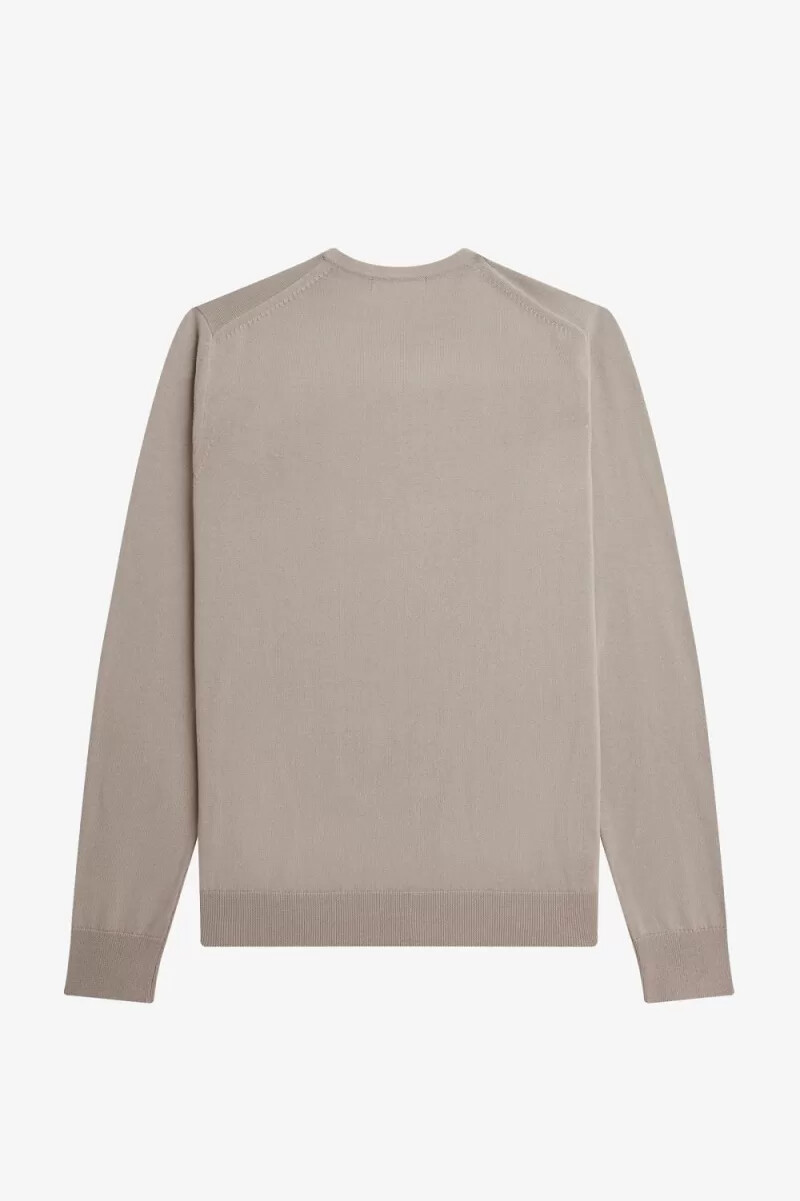 fred perry classic crew neck mens jumper dark oatmeal