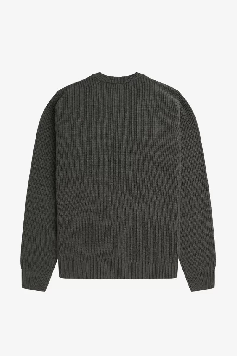 fred perry textured lambswool mens jumper field green