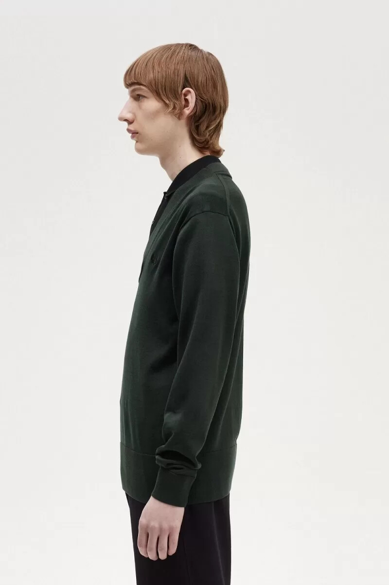 fred perry v-neck mens jumper night green