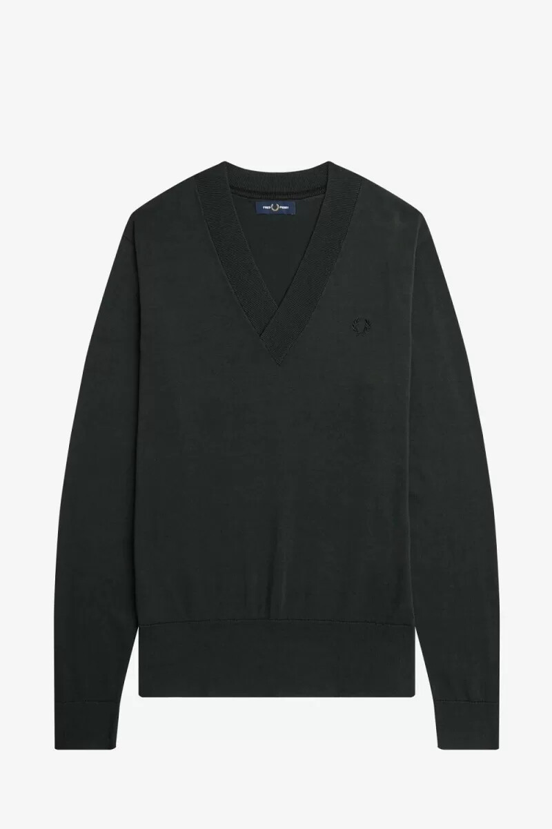 fred perry v-neck mens jumper night green