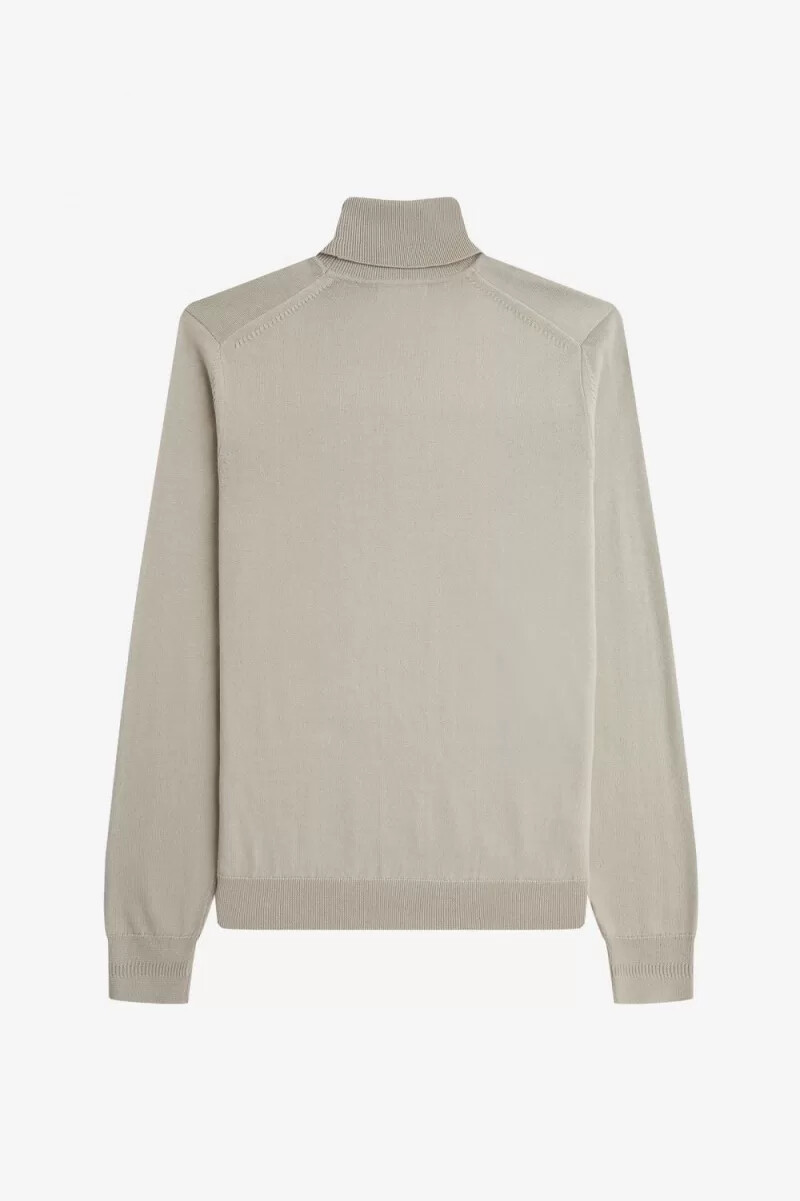 fred perry roll neck mens jumper dark oatmeal