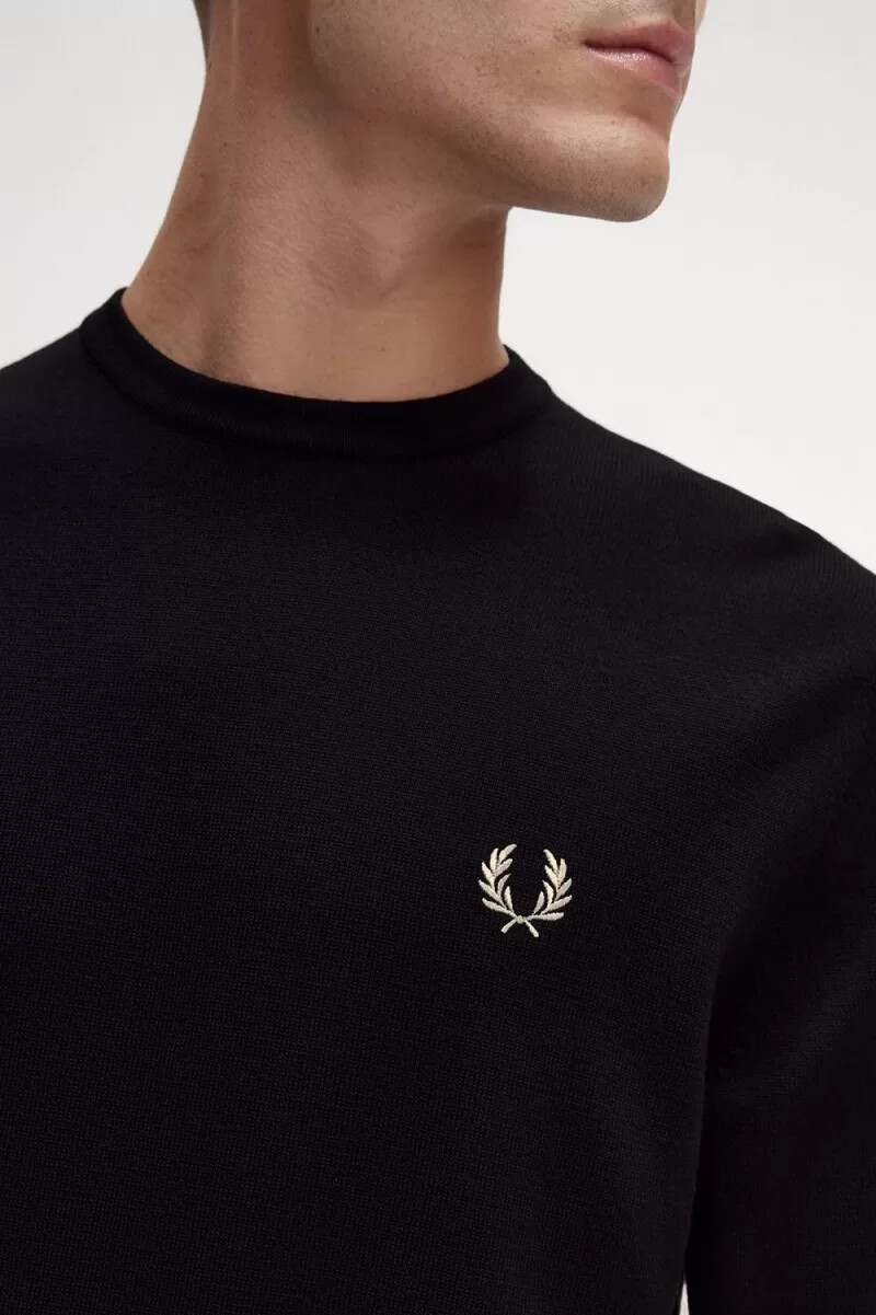 fred perry classic crew neck mens jumper black