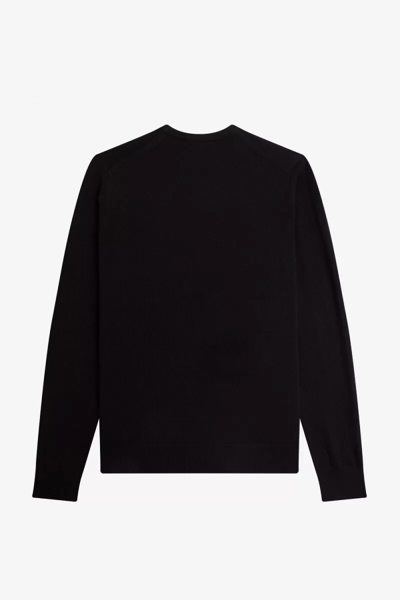 fred perry classic crew neck mens jumper black