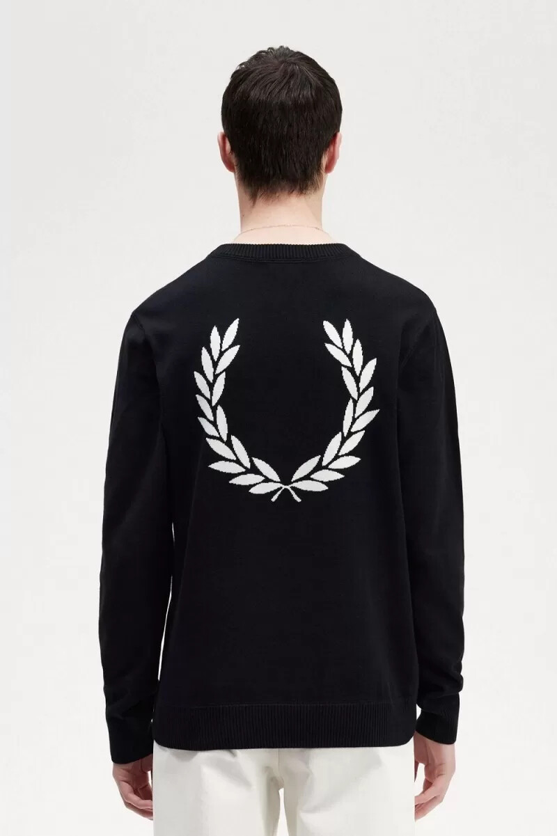 fred perry graphic laurel wreath mens jumper black