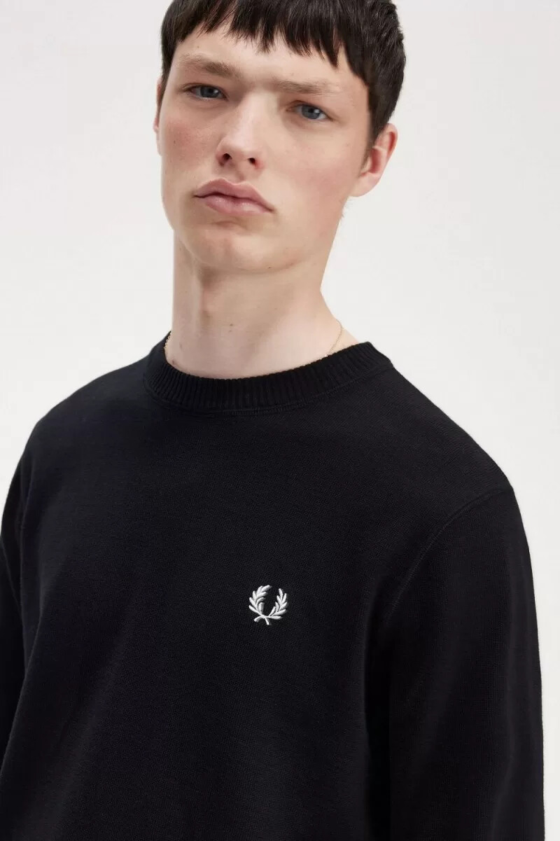 fred perry graphic laurel wreath mens jumper black